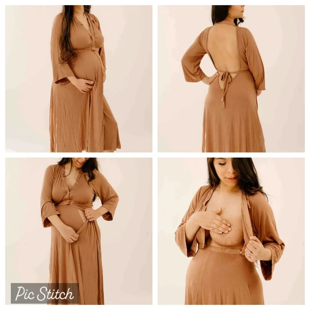 Lila Labor & Postpartum Gown Caramel Women's Full Figure (Fits Sz 16-22)